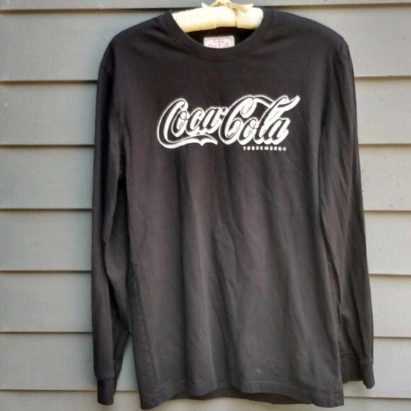 Mens Black White Red Jacket Coca Cola Long Sleeves Tee Large - Picture 5 of 7